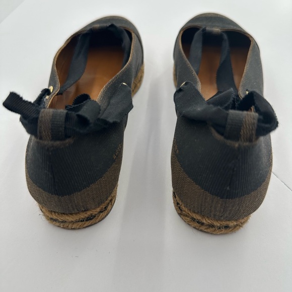 FENDI Black /Brown Ballerina Pequin Espadrilles- Size 5 - Picture 3 of 11
